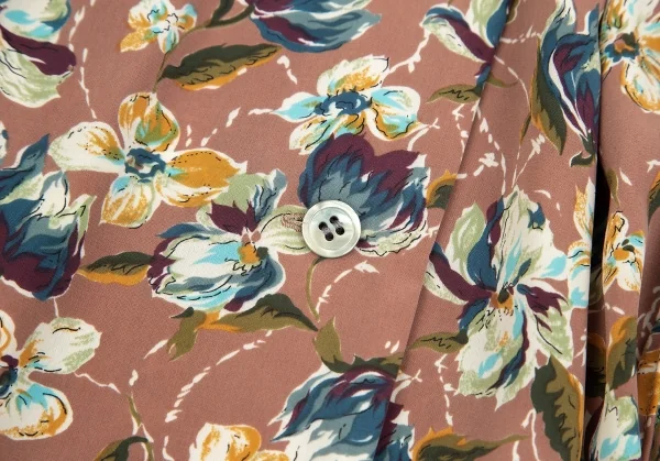 ジャンポールゴルチエ ファムJean Paul GAULTIER FEMME フローラルプリント前開きギャザースカート モカピンク他M位 K-83868_007