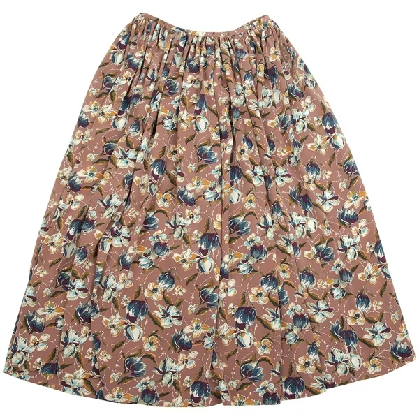 ジャンポールゴルチエ ファムJean Paul GAULTIER FEMME フローラルプリント前開きギャザースカート モカピンク他M位 K-83868_009
