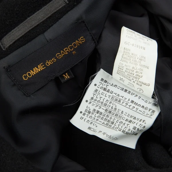 コムデギャルソンCOMME des GARCONSベロア切替ビッグシルエットコート 黒M K-83869_019