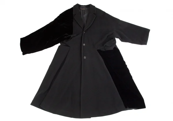コムデギャルソンCOMME des GARCONSベロア切替ビッグシルエットコート 黒M K-83869_003