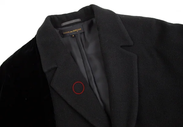 コムデギャルソンCOMME des GARCONSベロア切替ビッグシルエットコート 黒M K-83869_005
