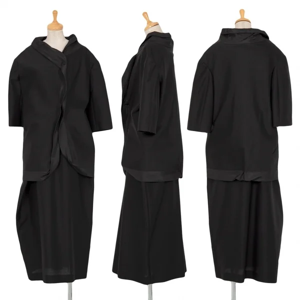 新品!ヨウジヤマモト ファムYohji Yamamoto FEMME モヘアコットンベルクロ留め変形セットアップ 黒2 K-83873_001