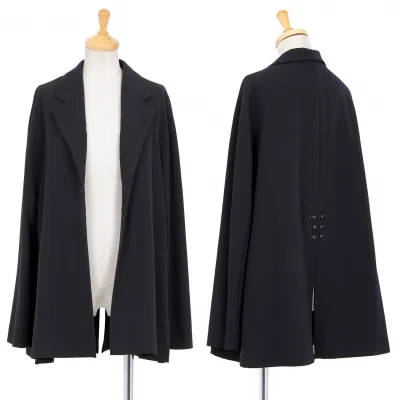 ヨウジヤマモト ファムYohji Yamamoto FEMME ウールギャバボタンデザインジャケット 紺