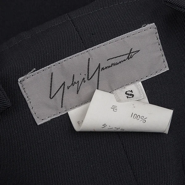 ヨウジヤマモト ファムYohji Yamamoto FEMME ウールギャバサスペンダーワイドサルエルパンツ 紺S K-83878_018