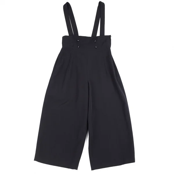 ヨウジヤマモト ファムYohji Yamamoto FEMME ウールギャバサスペンダーワイドサルエルパンツ 紺S K-83878_002