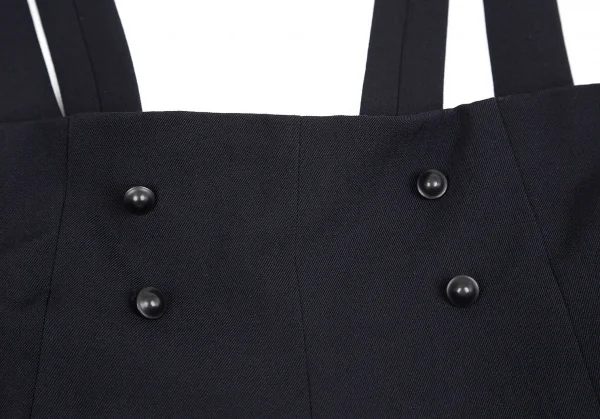 ヨウジヤマモト ファムYohji Yamamoto FEMME ウールギャバサスペンダーワイドサルエルパンツ 紺S K-83878_004