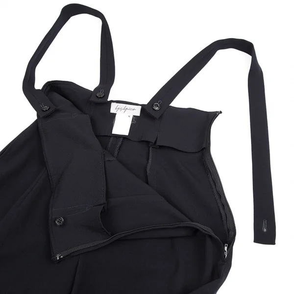 ヨウジヤマモト ファムYohji Yamamoto FEMME ウールギャバサスペンダーワイドサルエルパンツ 紺S K-83878_006