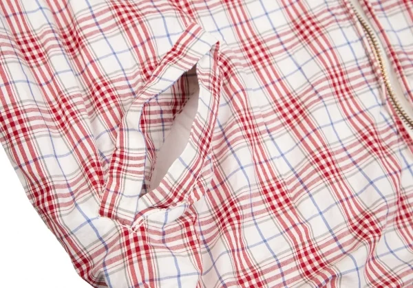 カールヘルムKarl Helmut コットンオーバーチェックジップアップブルゾン オフ赤他M位 K-83930_010