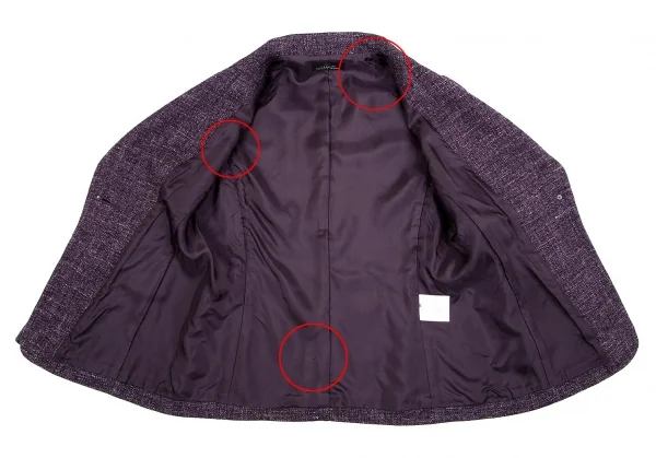 レキップ ヨシエイナバL'EQUIPE YOSHIE INABA カナパ混ツィード1Bジャケット 紫38 K-83977_011