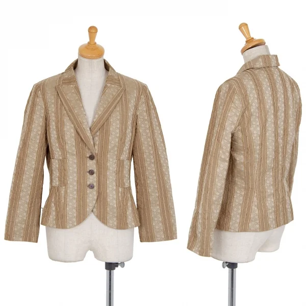 ジバンシィGIVENCHY ストライプ織りジャケット カーキ38 K-83989_001