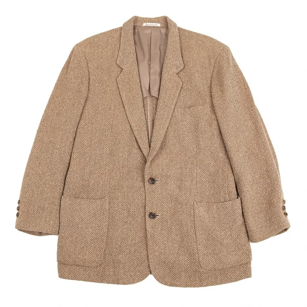 パパスPapas シルクウールヘリンボーン2Bパッチポケットジャケット キャメルM46 K-84078_001