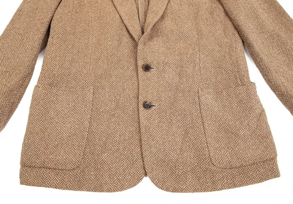 パパスPapas シルクウールヘリンボーン2Bパッチポケットジャケット キャメルM46 K-84078_010