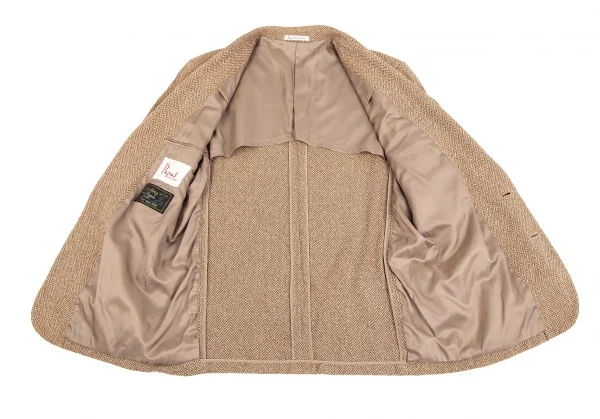 パパスPapas シルクウールヘリンボーン2Bパッチポケットジャケット キャメルM46 K-84078_012