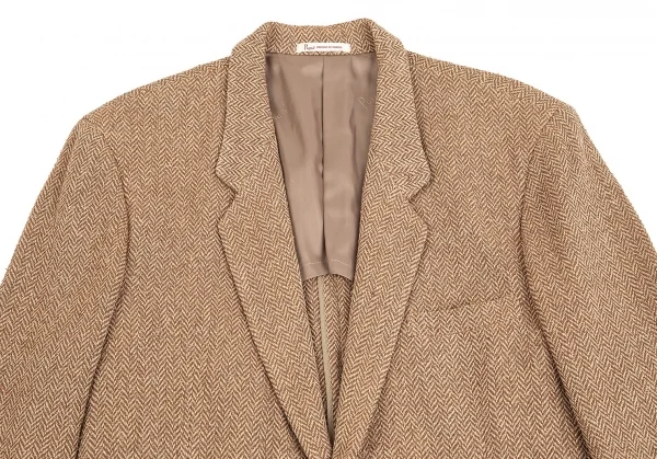 パパスPapas シルクウールヘリンボーン2Bパッチポケットジャケット キャメルM46 K-84078_002