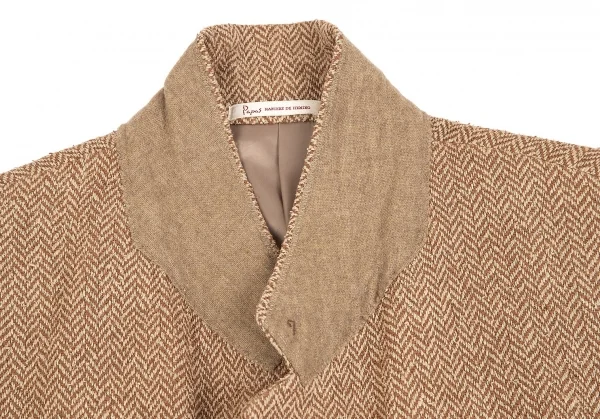パパスPapas シルクウールヘリンボーン2Bパッチポケットジャケット キャメルM46 K-84078_004