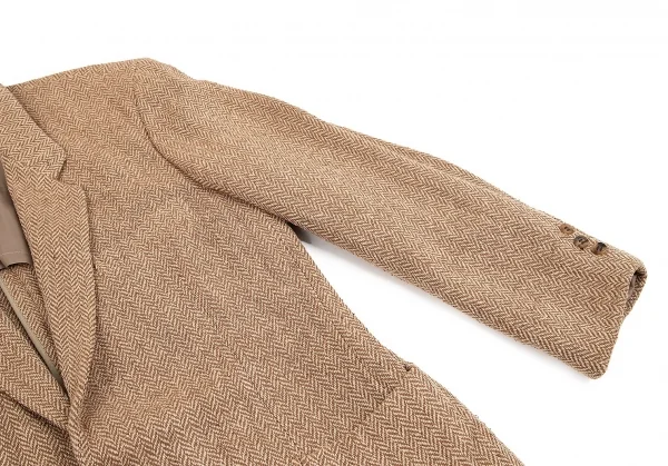 パパスPapas シルクウールヘリンボーン2Bパッチポケットジャケット キャメルM46 K-84078_006