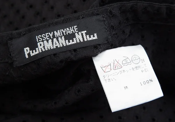 イッセイミヤケペルマネンテISSEY MIYAKEPERMANENTE パンチングレースノースリーブチュニック 黒M K-84089_016