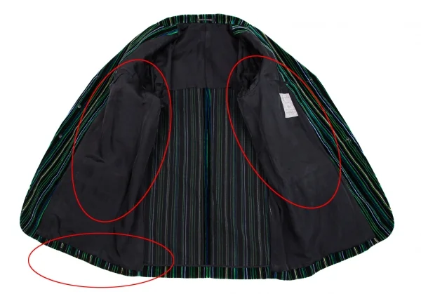ヨウジヤマモト プールオムYohji Yamamoto POUR HOMMEベロアマルチストライプジャケット 緑黒他M K-84112_011