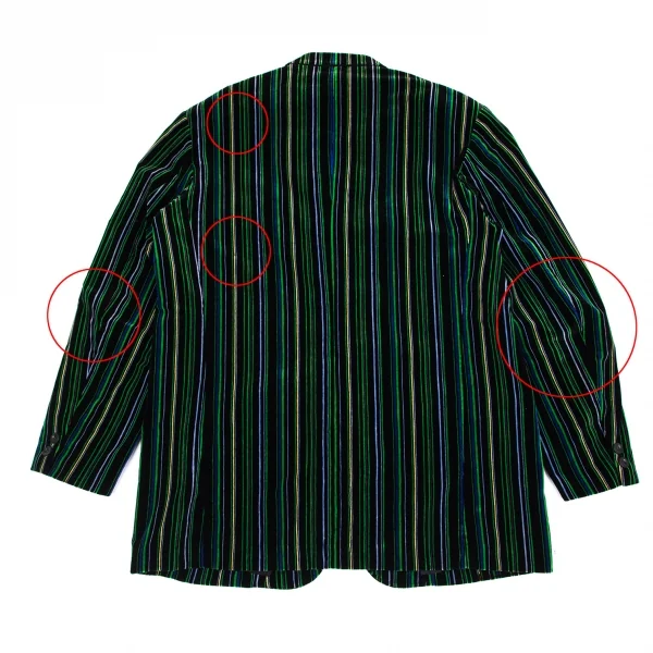 ヨウジヤマモト プールオムYohji Yamamoto POUR HOMMEベロアマルチストライプジャケット 緑黒他M K-84112_015