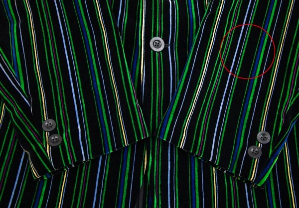 ヨウジヤマモト プールオムYohji Yamamoto POUR HOMMEベロアマルチストライプジャケット 緑黒他M K-84112_005