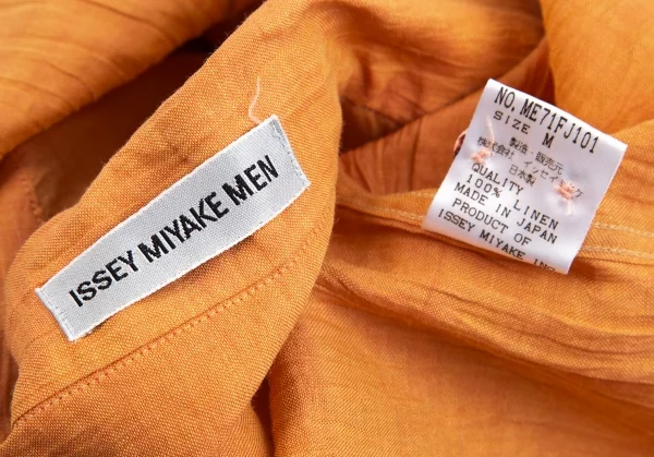 イッセイミヤケ メンISSEY MIYAKEMEN リネンシワ加工オープンカラー