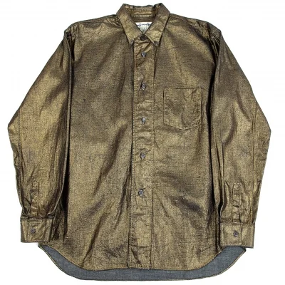 コムデギャルソン シャツCOMME des GARCONS SHIRT 箔プリントデニムボタンダウンシャツ