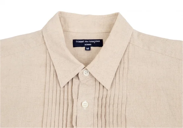 コムデギャルソン オムCOMME des GARCONS HOMME フロントピンタックインサイドアウト半袖シャツ ベージュM K-84145_002