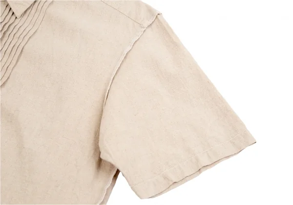 コムデギャルソン オムCOMME des GARCONS HOMME フロントピンタックインサイドアウト半袖シャツ ベージュM K-84145_005