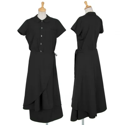 トリコ コムデギャルソンtricot COMME des GARCONS ポリコットン半袖ラップワンピース