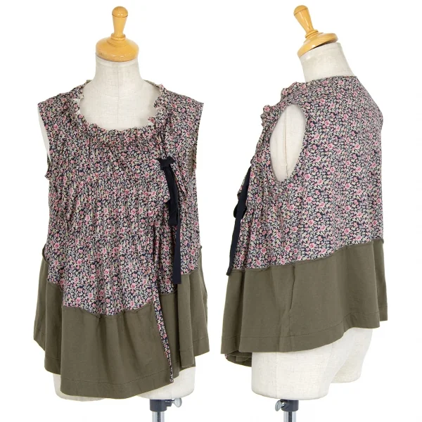 トリコ コムデギャルソンtricot COMME des GARCONS リバティ柄デザインノースリーブ カーキ他M位 K-84183_001