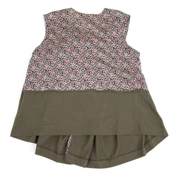 トリコ コムデギャルソンtricot COMME des GARCONS リバティ柄デザインノースリーブ カーキ他M位 K-84183_011