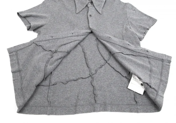 トリコ コムデギャルソンtricot COMME des GARCONS 切替デザイン衿付き半袖シャツ グレーM位 K-84190_008