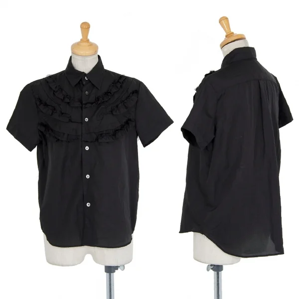 tricot COMME des GARCONS Frill Design Short Sleeve Shirt Black S-M