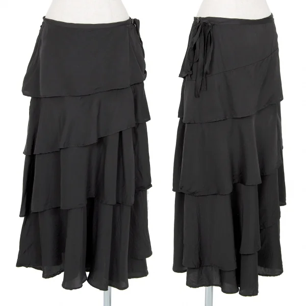 美品 トリコ コムデギャルソン ティアードスカート キュプラ ブラック トリコ コムデギャルソンtricot COMME des GARCONSティアードキュプラ