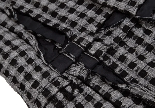 ローブドシャンブル コムデギャルソンrobe de chambre COMME des GARCONS製品染めチェックウールジャケット グレー黒M K-84259_010