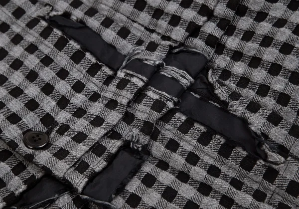 ローブドシャンブル コムデギャルソンrobe de chambre COMME des GARCONS製品染めチェックウールジャケット グレー黒M K-84259_011