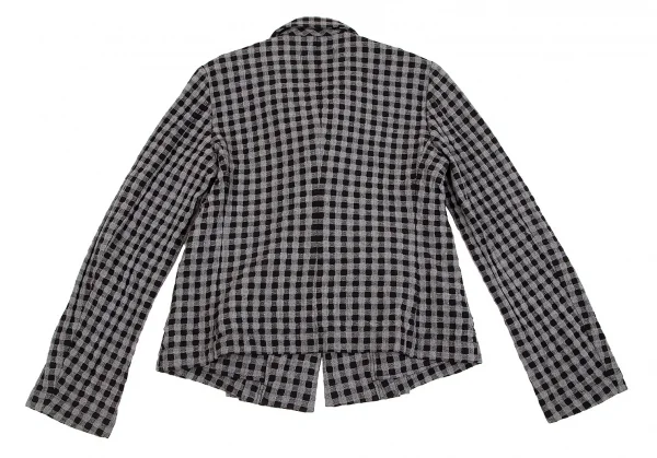 ローブドシャンブル コムデギャルソンrobe de chambre COMME des GARCONS製品染めチェックウールジャケット グレー黒M K-84259_014