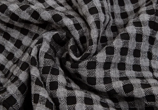 ローブドシャンブル コムデギャルソンrobe de chambre COMME des GARCONS製品染めチェックウールジャケット グレー黒M K-84259_015