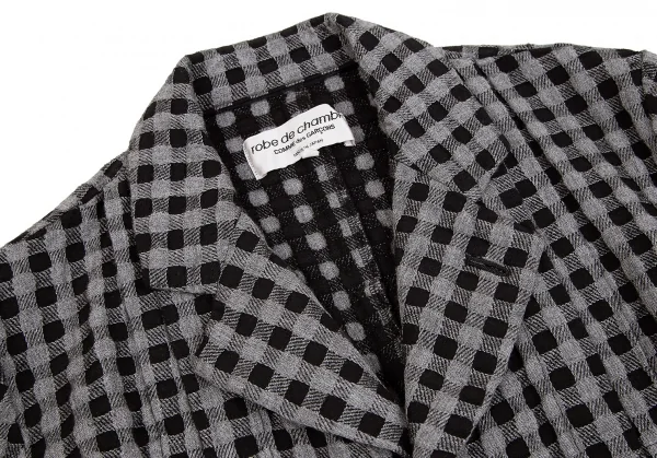 ローブドシャンブル コムデギャルソンrobe de chambre COMME des GARCONS製品染めチェックウールジャケット グレー黒M K-84259_004