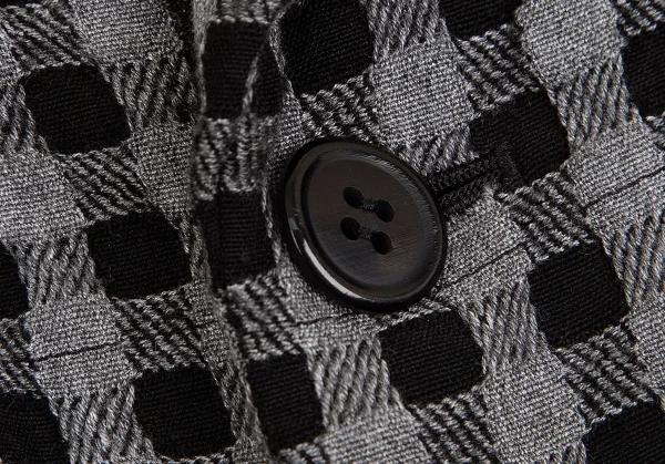 ローブドシャンブル コムデギャルソンrobe de chambre COMME des GARCONS製品染めチェックウールジャケット グレー黒M K-84259_005
