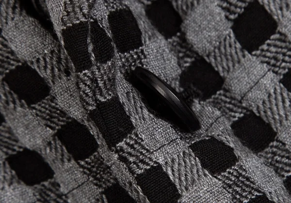 ローブドシャンブル コムデギャルソンrobe de chambre COMME des GARCONS製品染めチェックウールジャケット グレー黒M K-84259_006