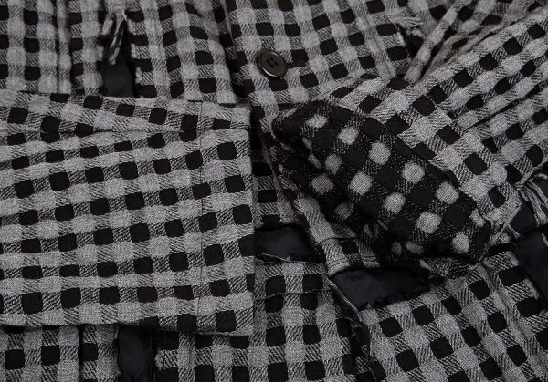 ローブドシャンブル コムデギャルソンrobe de chambre COMME des GARCONS製品染めチェックウールジャケット グレー黒M K-84259_008