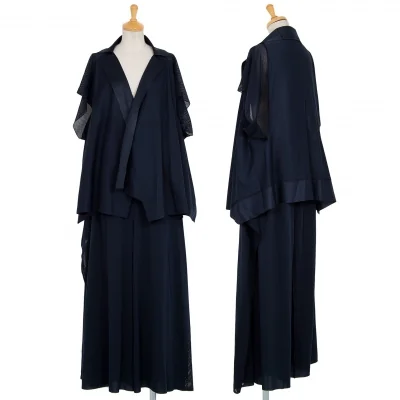 132 5. イッセイミヤケ 132 5. ISSEY MIYAKE メッシュ切替ベルトノースリーブセットアップ 紺