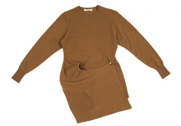 コムデギャルソンCOMME des GARCONS ウールラップデザイン変形ニットセーター 茶M位 K-84317_002