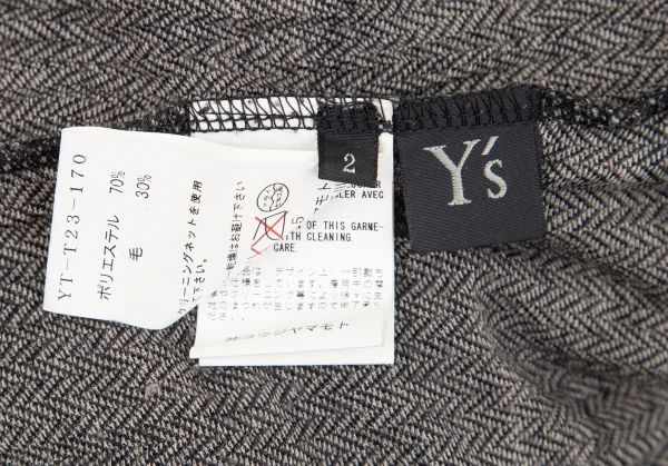 ワイズY's ヘリンボーンカットソー地セーラーカラーブラウス 黒グレー3 K-84354_019
