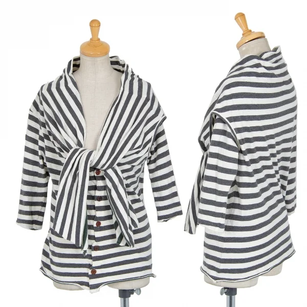 ワイズY's ボーダーストールカラートップス オフグレー2 K-84355_001