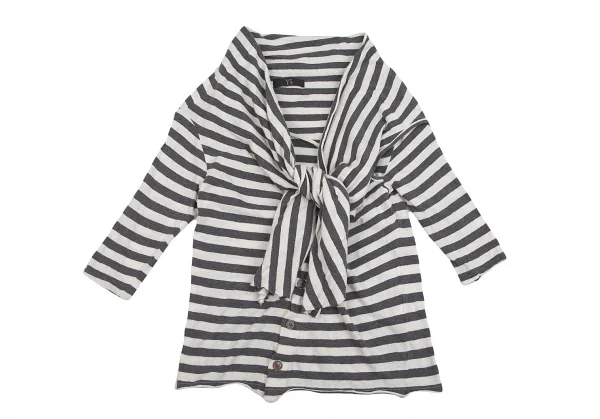 ワイズY's ボーダーストールカラートップス オフグレー2 K-84355_002