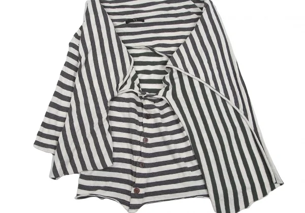 ワイズY's ボーダーストールカラートップス オフグレー2 K-84355_004