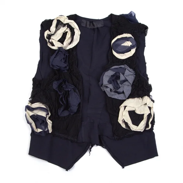 COMME des GARCONS コサージュ付きベスト コムコム コムデギャルソンCOMME des GARCONS チュールコサージュ装飾