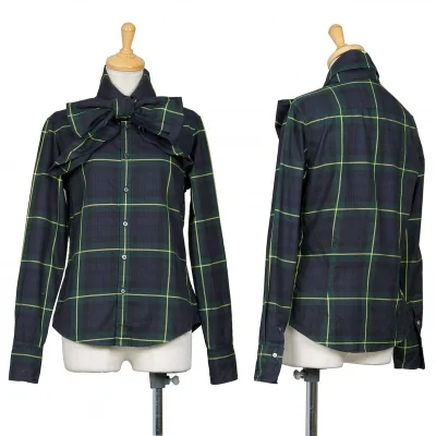 ラルフローレンRalph Lauren リボンタイ付きタータンチェックシャツ